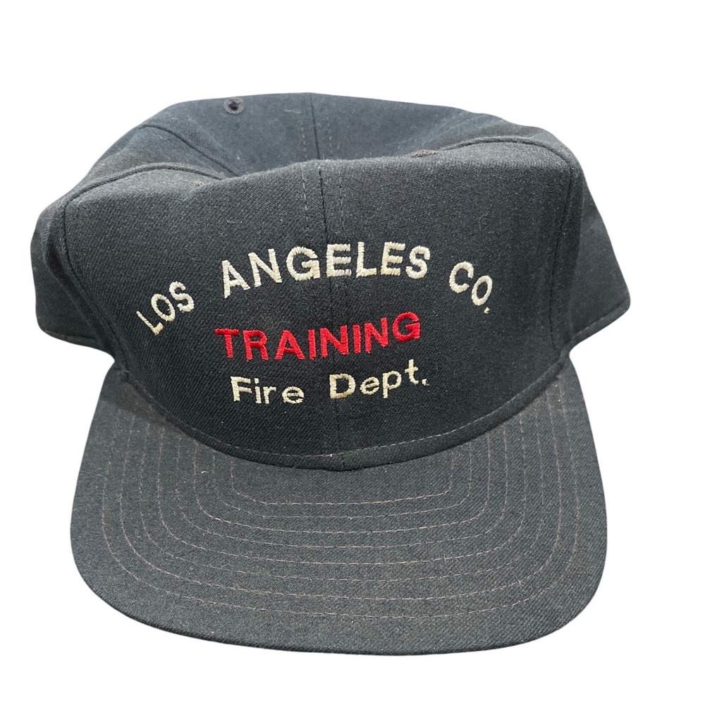 Vintage Los Angeles Co Fire Dept Training Hat Snapback Black Green Underbill